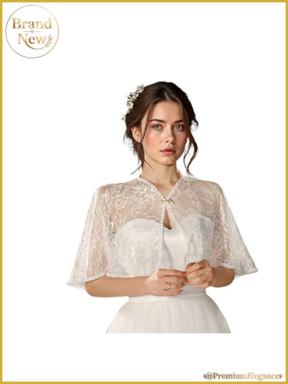 Bridal Lace Shawl Wrap Pearl Button Wedding Shrug Cover Up Formal Party